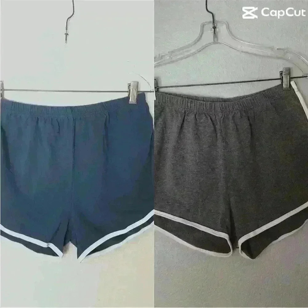 Lot of 2 short stretch cotton shorts teal gray and white XL